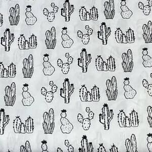 Room Essentials Twin XL Succulent Cactus Black White 100% Polyester Flat Sheet